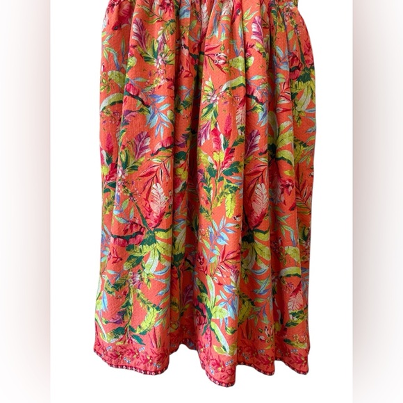 Land’s End Women’s Size XL 18 Floral Tropical Dress Tie Straps Palms Liner - Picture 8 of 8